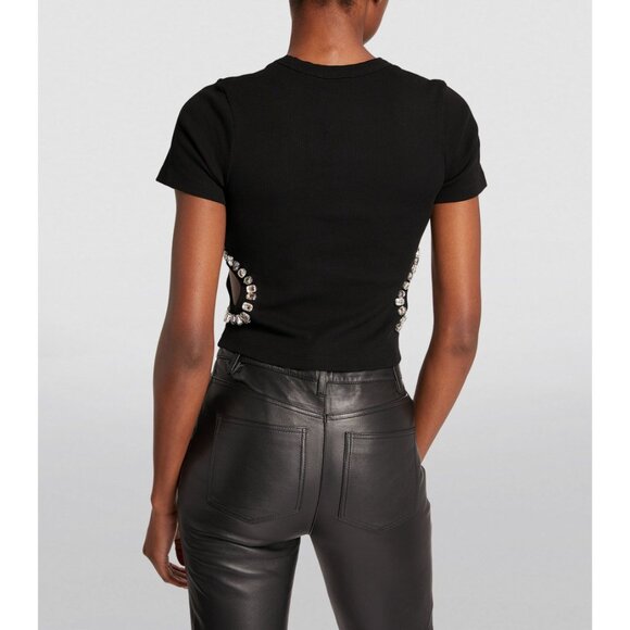 SANDRO Rhinestone-Embellished T-Shirt Size 1/ S - Picture 2 of 11